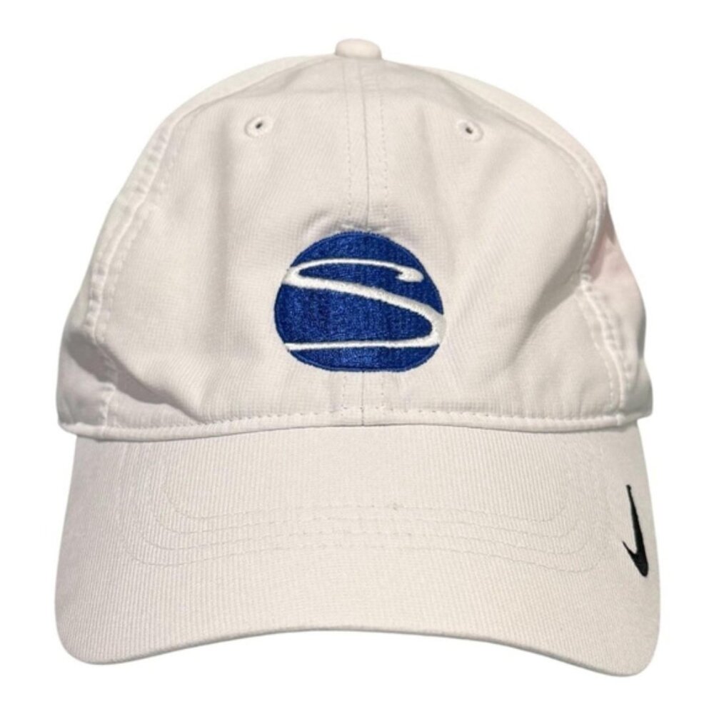 Nike Golf Hat Cap Strap Back White Blue Embroidered S Dad Hat One Size Mens